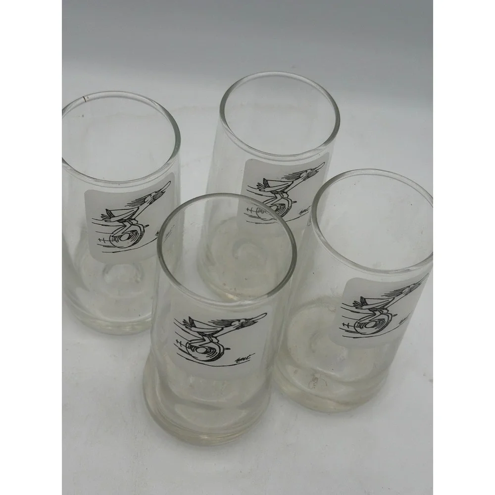 Vintage 1970s B.C. Comic Strip Glasses Set of 4 Johnny Hart Caveman Tumblers